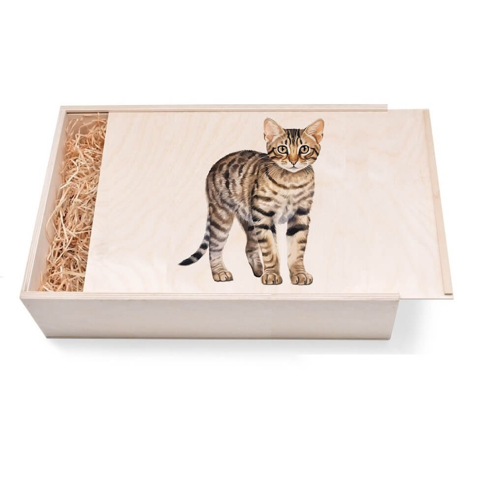 "Katze 3 - Pixiebob" Geschenkbox groß aus Holz mit verzierten Deckel. Jetzt in unserem Geschenke Onlineshop kaufen.