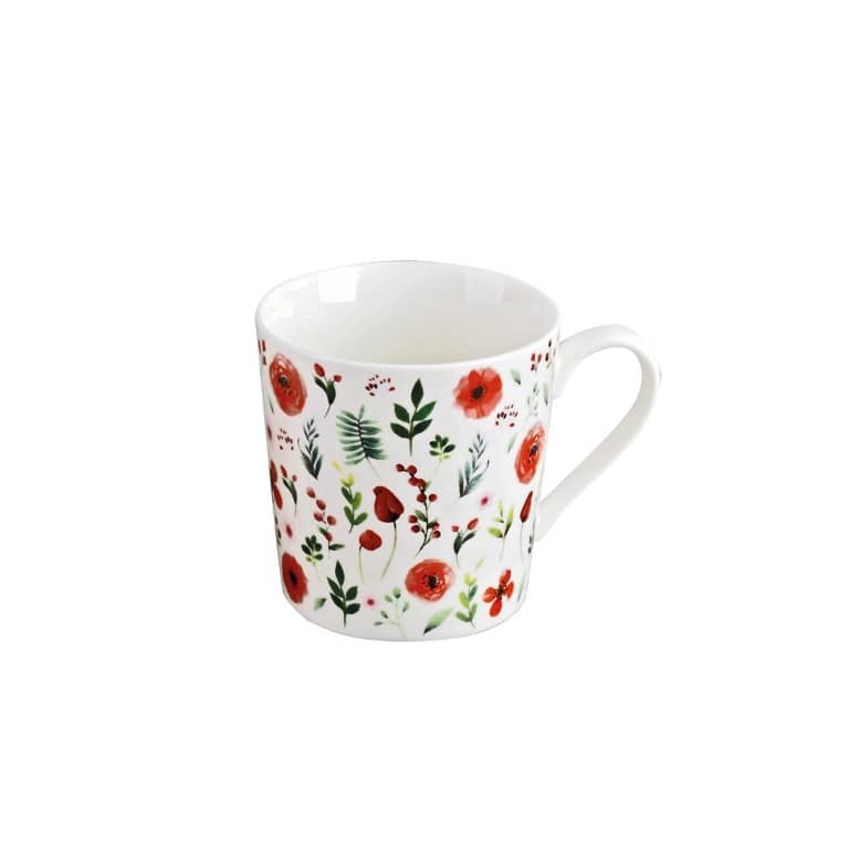 Teetasse Dekor Blumen mit Mohn 0,33 l Eine nachhaltige Art Tee aufzugiesen. Eine zeitlose Tasse mit Blumendekor leicht zu reinigen. Sp?lmaschinengeeignet