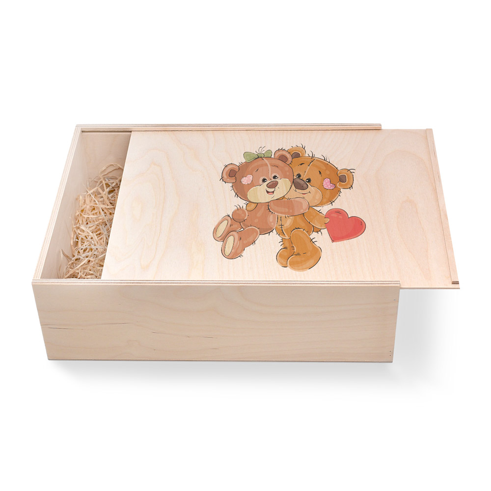 Große Geschenkbox aus Holz. Geschenkbox zum Geburtstag. Teddybären Große Geschenkbox aus Holz zum Geburtstag. Teddybären. Ideal als Geschenkbox für Männer oder Frauen. Geschenkbox groß individuell angefertigt. Online bestellen im Geschenke Online-Shop.