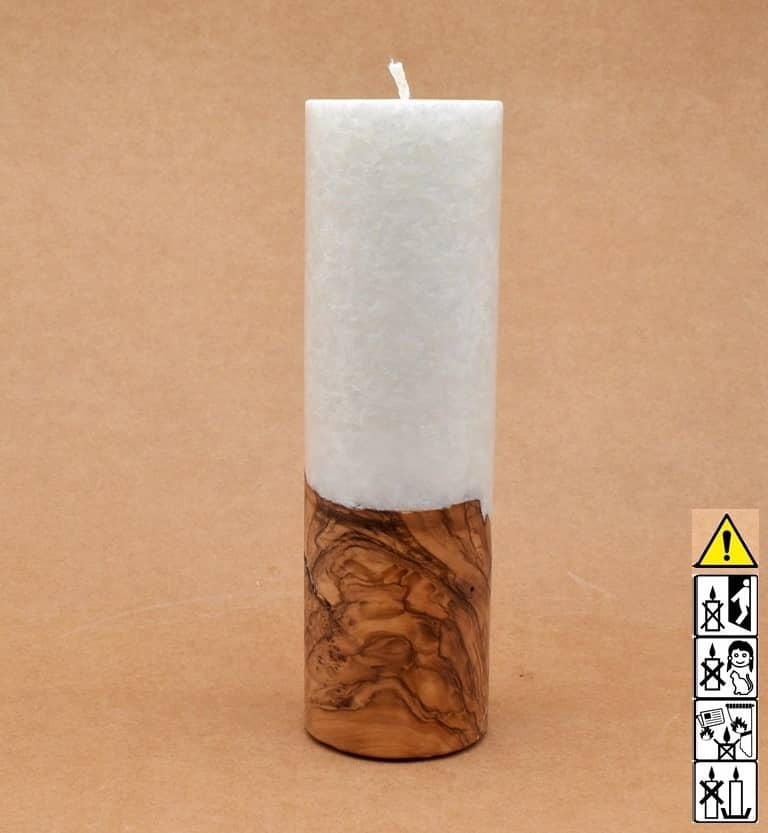 Liebliche Kerze mit Holz Unikat Rund 60 x 200 mm mit Docht Nr.: 4 Liebliche Kerze mit Holz Unikat Rund 60 x 200 mm mit Docht Nr.: 4