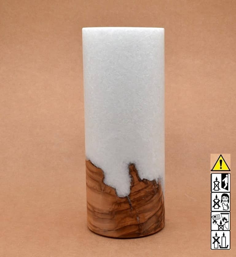 Kerze mit Holz Unikat Rund 100 x 250 mm mit Teelicht Nr.: 1