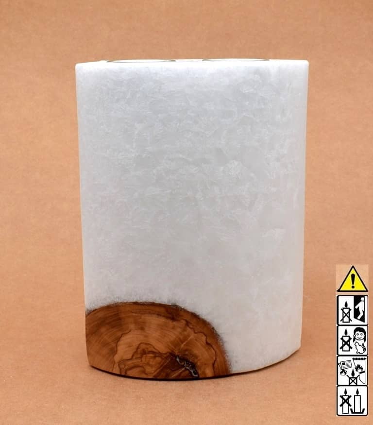 Kerze mit Holzelement, Individuelle, persönliche Hochzeitskerze  Holzkerze, Rund Stearinoptik, Hochzeitskerze mit Teelicht im Kerzen online Shop für Hochzeiten bestellen, günstig kaufen.