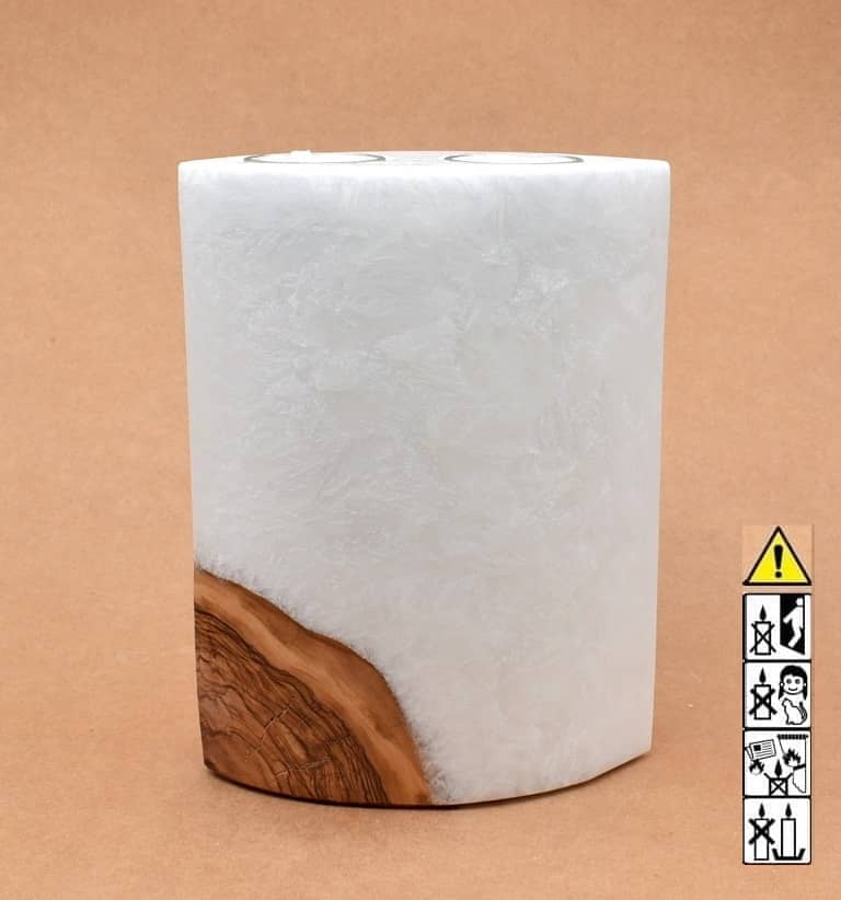 Kerze mit Holzelement, Individuelle, persönliche Hochzeitskerze  Holzkerze, Rund Stearinoptik, Hochzeitskerze mit Teelicht im Kerzen online Shop für Hochzeiten bestellen, günstig kaufen.