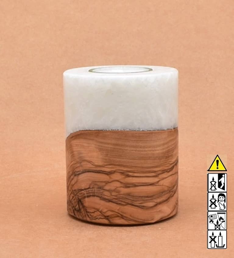 Hochzeitskerze, Kerze mit Holzeinsatz, Teelicht rund, Stearin, im Kerzen online Shop für Hochzeiten bestellen, günstig kaufen.