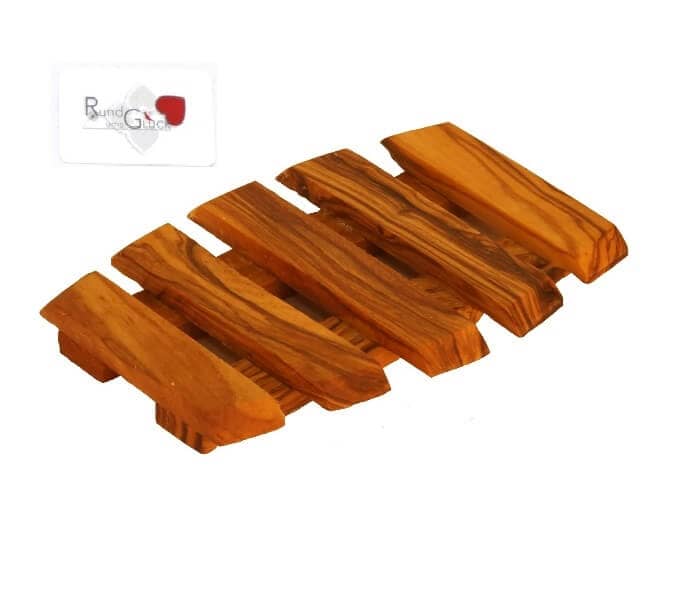 Olivenholz Seifenablage oval aus Holzstreifen 12x8cm Olivenholz Seifenablage oval aus Holzstreifen 12x8cm