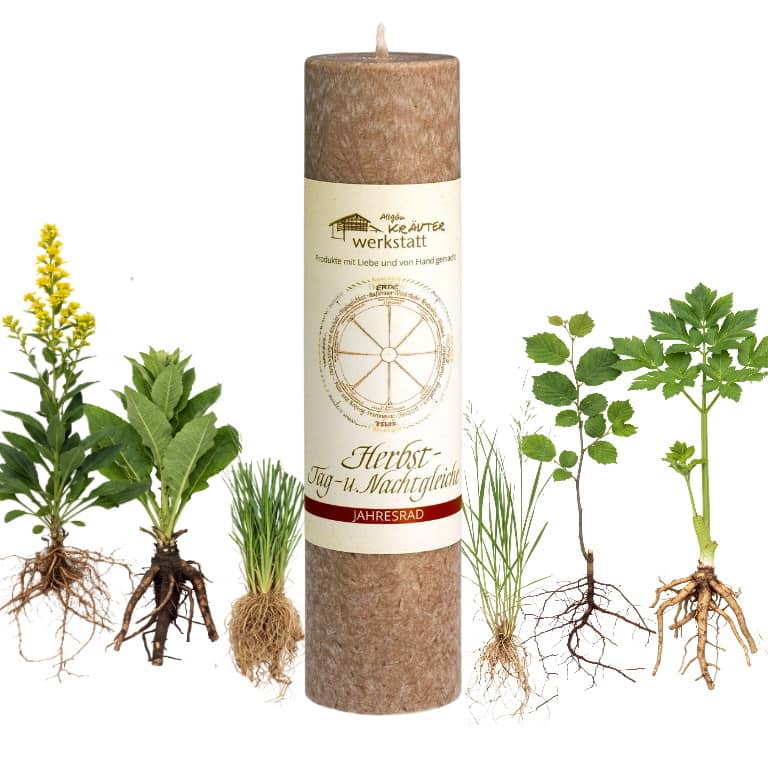 Allgäuer Heilkräuterkerze zum Thema Herbst Tag/Nacht Gleiche in unserem Kerzen Online Shop kaufen