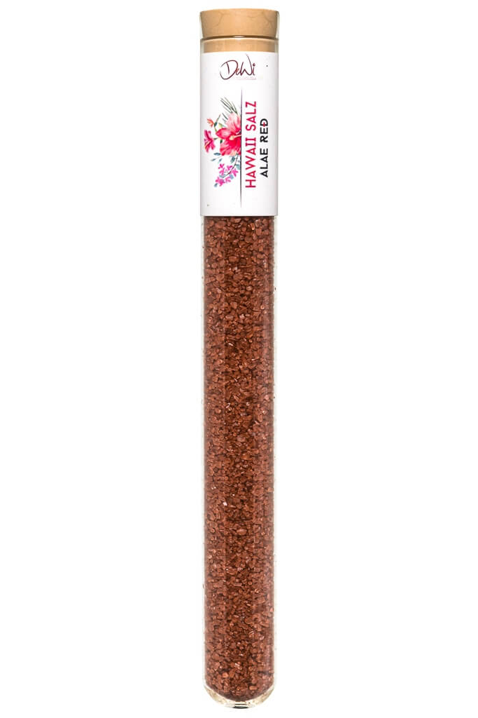Hawaii Salz "Alae Red" in Spice Tube aus Glas ? 22mm Hawaii Salz "Alae Red". Nachhaltig im Reagenzglas ? 22mm verpackt. Hochwertige kulinarische Produkte im Onlineshop kaufen.