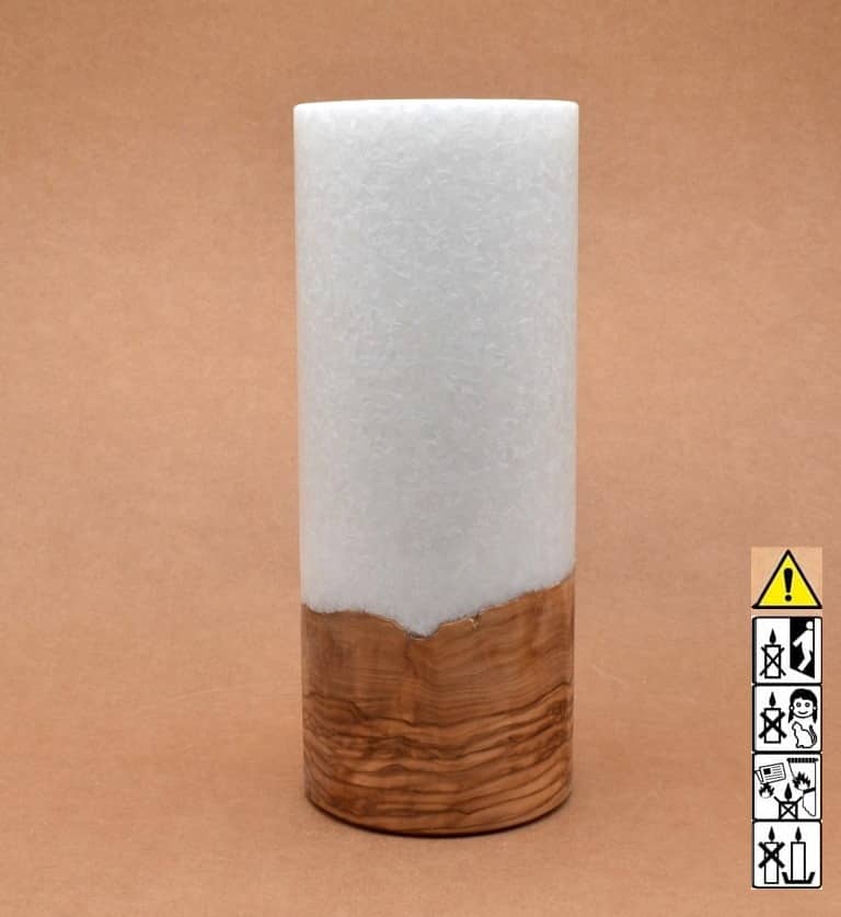 Kerze mit Holz Unikat Rund 100 x 250 mm mit Teelicht Nr.: 5