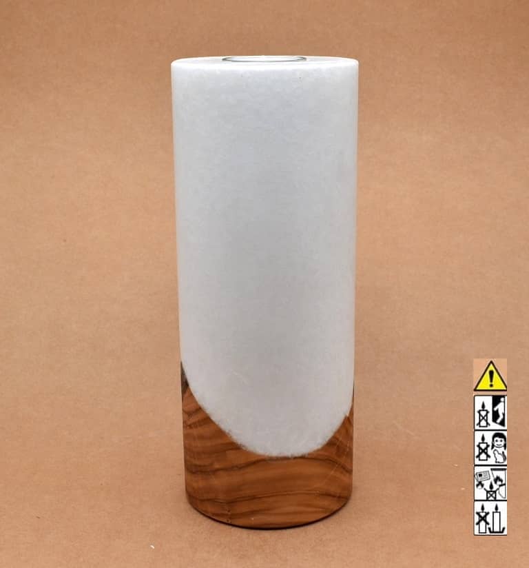 Kerze mit Holz Unikat Rund 100 x 250 mm mit Teelicht Nr.: 5