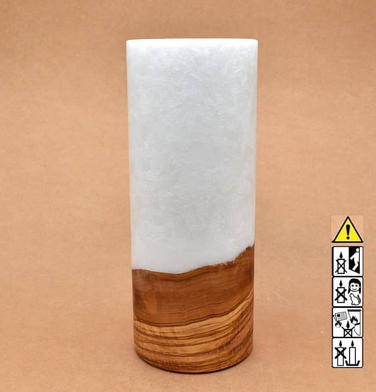 Kerze mit Holz Unikat Rund 100 x 250 mm mit Teelicht Nr.: 5