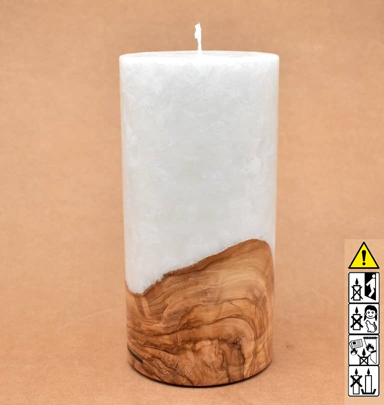 Kerze mit Holzelement, Individuelle, persönliche Hochzeitskerze  Holzkerze, Rund Stearinoptik, Hochzeitskerze mit Teelicht im Kerzen online Shop für Hochzeiten bestellen, günstig kaufen.