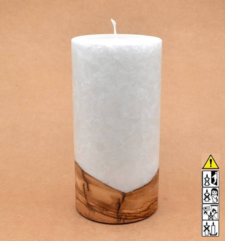 Kerze mit Holzelement, Individuelle, persönliche Hochzeitskerze  Holzkerze, Rund Stearinoptik, Hochzeitskerze mit Teelicht im Kerzen online Shop für Hochzeiten bestellen, günstig kaufen.