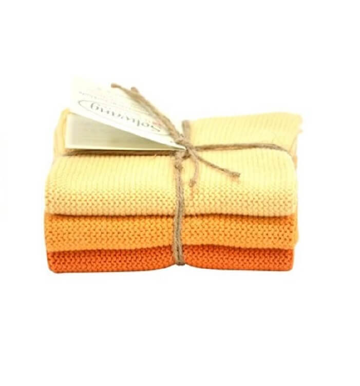  Wischtuch 3er Set von Solwang online kaufen aus 25 x 25 cm Baumwolle gestrickt Gebranntes Orange Kombi BIO