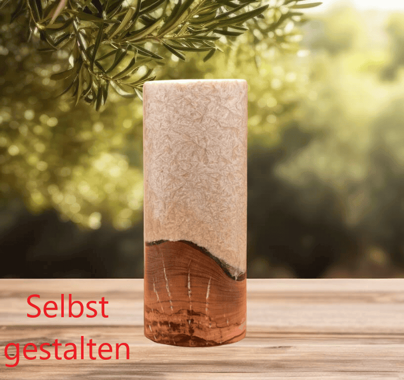 Geburtstagskerze beige mit Holz 8x20cm und Teelicht "selbst gestalten" Geburtstagskerze beige mit Holz 8x20cm und Teelicht "selbst gestalten"