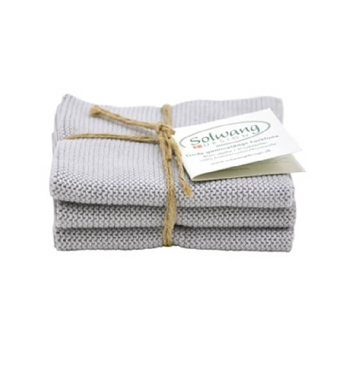 Solwang Wischtuch ?ko-Tex Baumwolle Hell Stahlgrau Wischtuch 3er Set von Solwang im Onlineshop kaufen aus 25 x 25 cm Baumwolle gestrickt 3 x Helles Stahlgrau