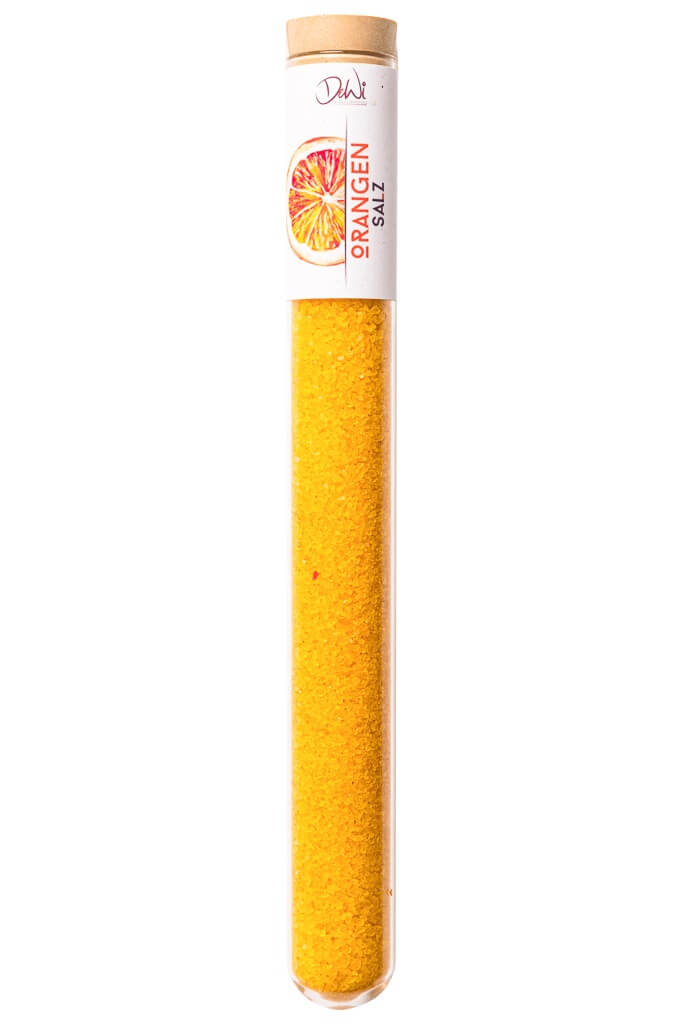 Orangen Salz in gro?em Spice Tube aus Glas ? 22mm Orangen Salz. Nachhaltig im Reagenzglas ? 22mm verpackt. Hochwertige kulinarische Produkte im Onlineshop kaufen.