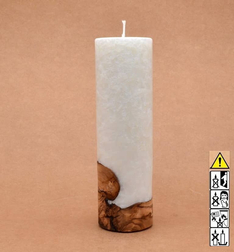 Liebliche Kerze mit Holz Unikat Rund 60 x 200 mm mit Docht Nr.: 6 Liebliche Kerze mit Holz Unikat Rund 60 x 200 mm mit Docht Nr.: 6