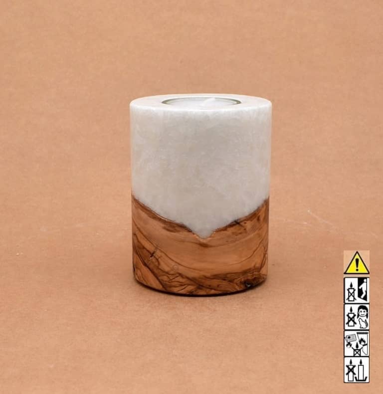 Hochzeitskerze, Kerze mit Holzeinsatz, Teelicht rund, Stearin, im Kerzen online Shop für Hochzeiten bestellen, günstig kaufen.