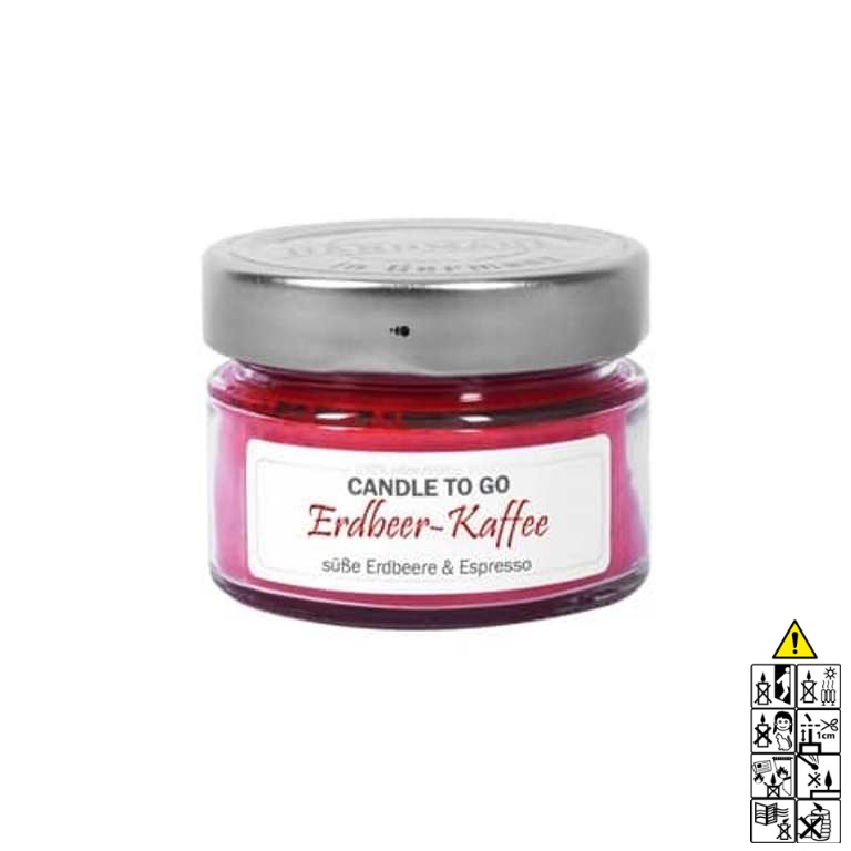 Hochwertige Duftkerze im Glas Candle to Go Erdbeere Kaffee Hochwertige Duftkerze von Candle Factory Candle to Go Erdbeere Kaffee g?nstig in Kerzen Online Shop kaufen. Duftkerzen im Glas. Geschenkidee Candle to Go Erdbeere Kaffee