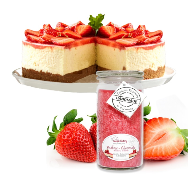Erdbeer-Cheesecake - Mini Jumbo hochwertige Duftkerze im Glas