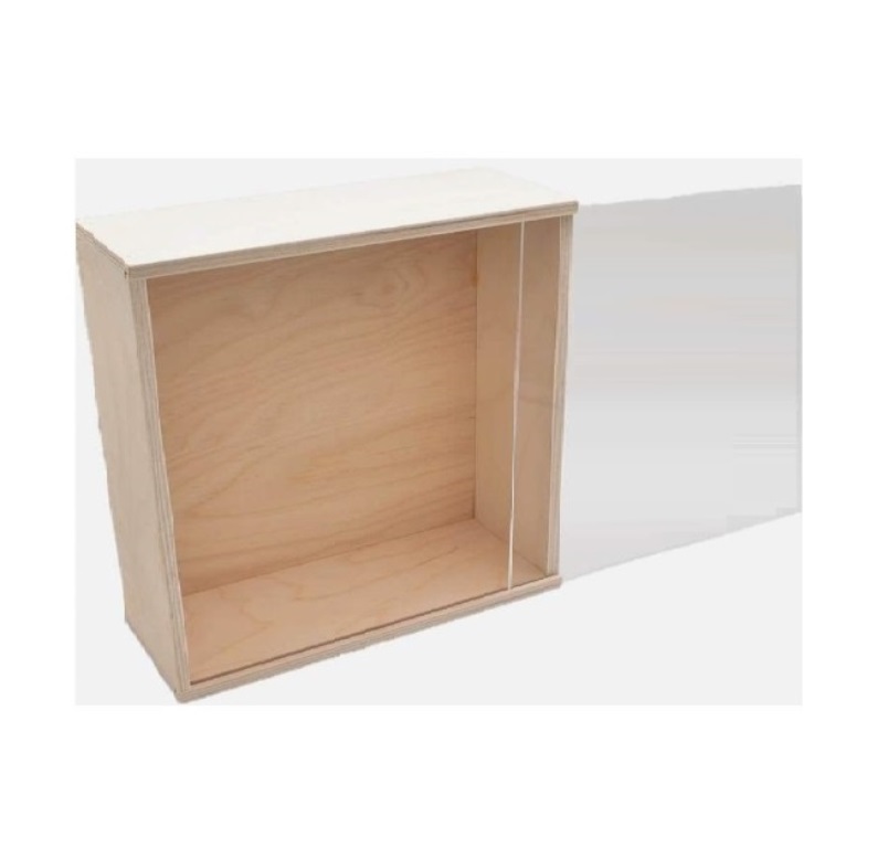 Geschenkbox aus Holz mit Plexiglas-Schiebedeckel Innen = 240 x 240 x 90 mm