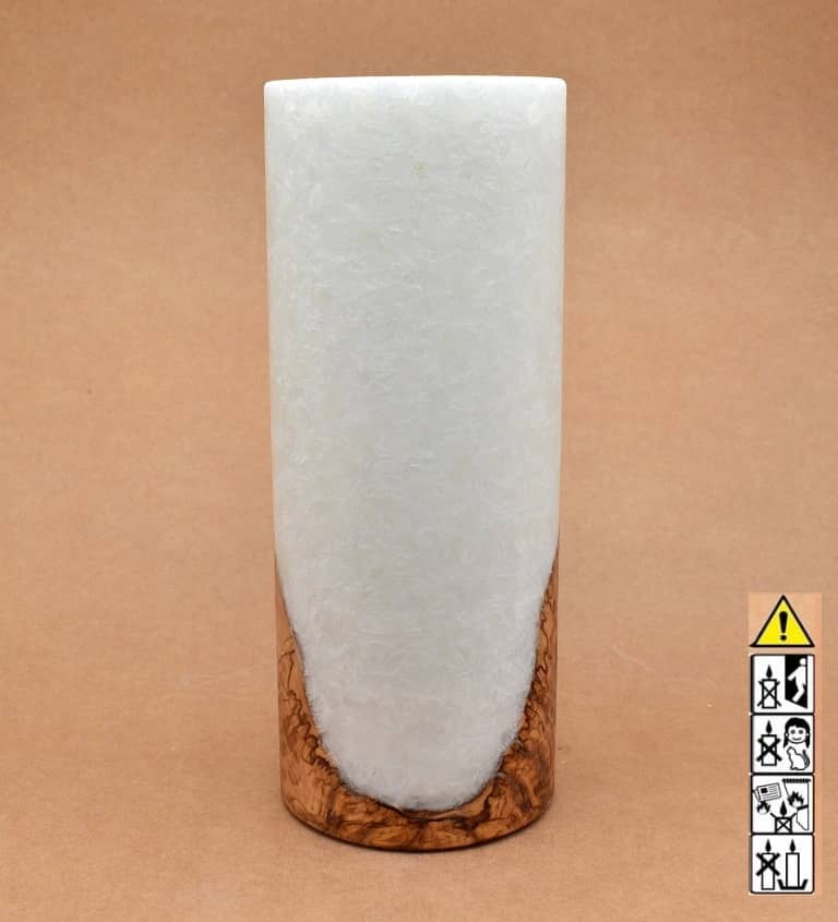 Kerze mit Holz Unikat Rund 100 x 250 mm mit Teelicht Nr.: 6