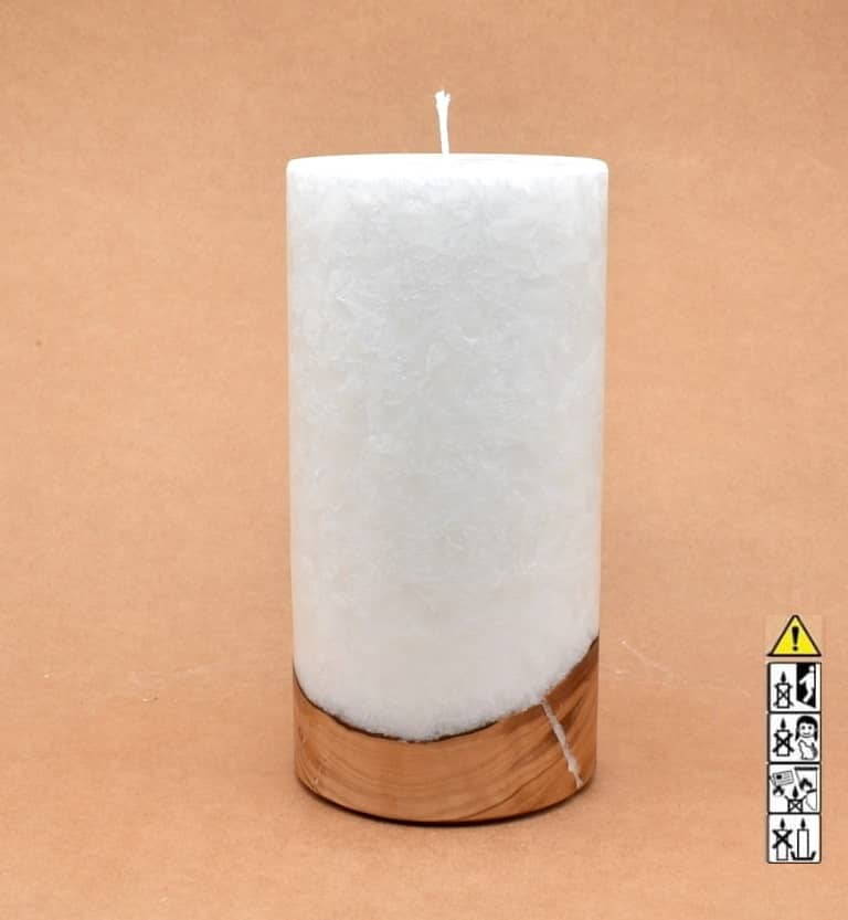 Kerze mit Holzelement, Individuelle, persönliche Hochzeitskerze  Holzkerze, Rund Stearinoptik, Hochzeitskerze mit Teelicht im Kerzen online Shop für Hochzeiten bestellen, günstig kaufen.