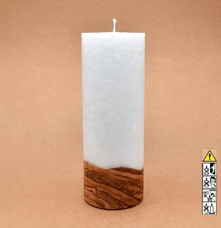 Kerze mit Holzelement, Individuelle, persönliche Hochzeitskerze  Holzkerze, Rund Stearinoptik, Hochzeitskerze mit Teelicht im Kerzen online Shop für Hochzeiten bestellen, günstig kaufen.