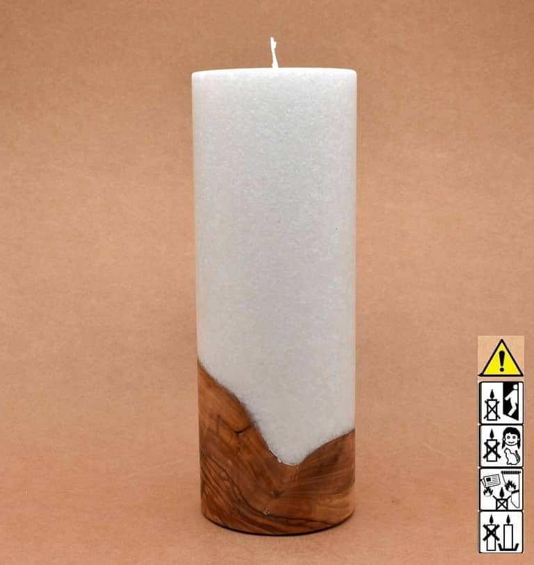 Kerze mit Holzelement, Individuelle, persönliche Hochzeitskerze  Holzkerze, Rund Stearinoptik, Hochzeitskerze mit Teelicht im Kerzen online Shop für Hochzeiten bestellen, günstig kaufen.