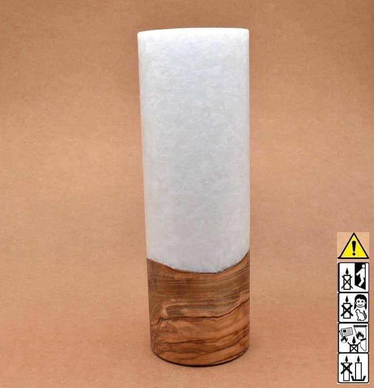 Kerze mit Holz Unikat Rund 100 x 300 mm mit Teelicht Nr.: 7