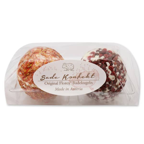 Badebutter-Kugel Set "Saflor/Cranberry" 2 Stück verpackt in Cello Badebutter-Kugel Set "Saflor/Cranberry" 2 Stück verpackt in Cello