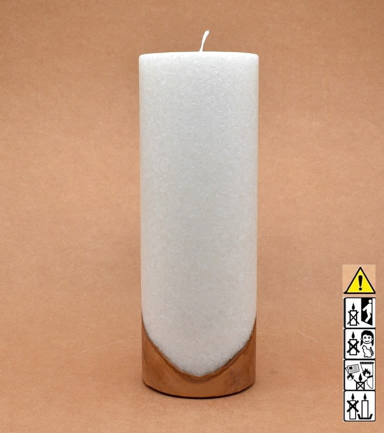 Runde Kerze mit Holz, Unikat Holzkerze, Individuelle runde Hochzeitskerze mit Holz aus Stearin. Kerze mit Holzelement, Individuelle, persönliche Hochzeitskerze Holzkerze, Rund Stearinoptik, Hochzeitskerze mit Teelicht im Kerzen online Shop für Hochzeiten bestellen, günstig kaufen.