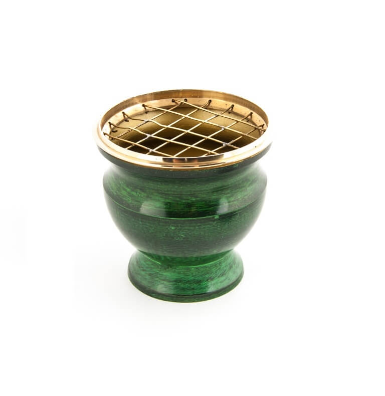 Räuchergefäß, Messing Emaille grün 75 mm hoch Ø 80 mm Räuchern mit Räuchergefäß, Messing Emaille grün 75 mm hoch Ø 80 mm Räucherwerk im Onlineshop kaufen