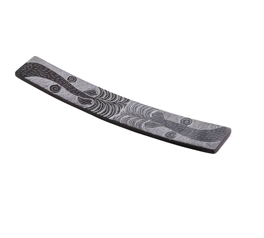 Specksteinhalter schwarz mit Motiv Palmen Specksteinhalter schwarz mit Motiv Palmen