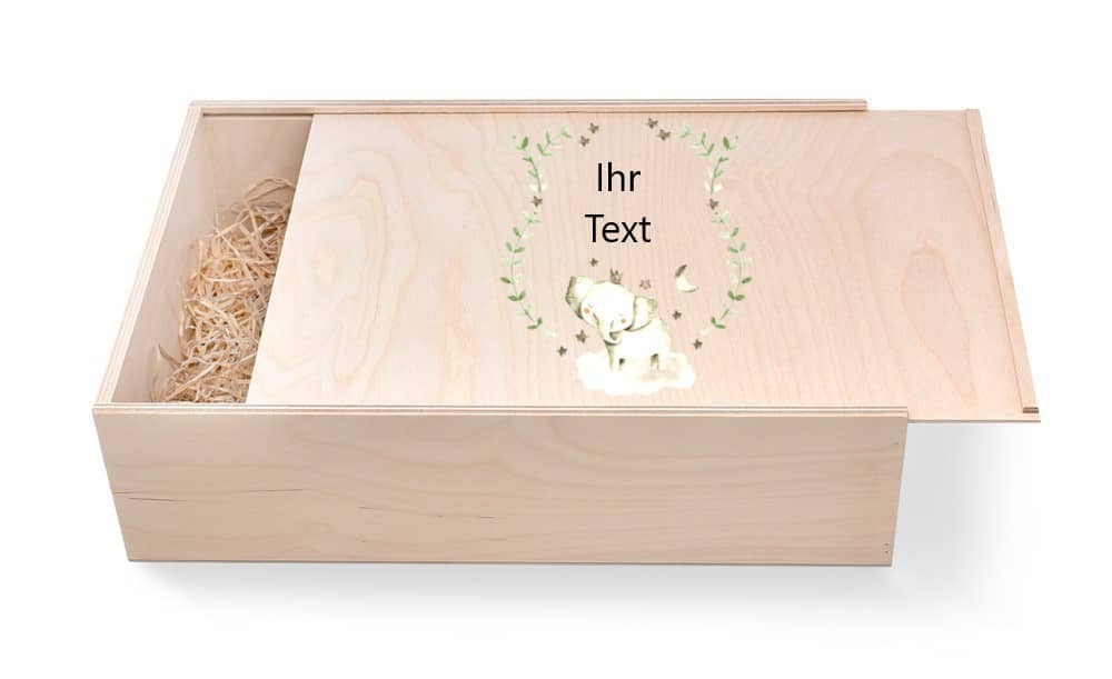 Geschenkbox aus Holz zur Taufe oder Geburt. Motiv: Elefant zur Taufe Geschenkbox aus Holz zur Taufe oder Geburt. Motiv: Elefant zur Taufe günstig in unserem Onlineshop kaufen. Personalisierte Geschenke online kaufen