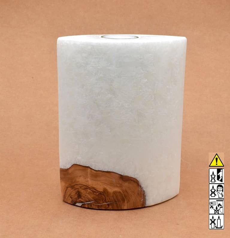 Kerze mit Holzelement, Individuelle, persönliche Hochzeitskerze  Holzkerze, Rund Stearinoptik, Hochzeitskerze mit Teelicht im Kerzen online Shop für Hochzeiten bestellen, günstig kaufen.