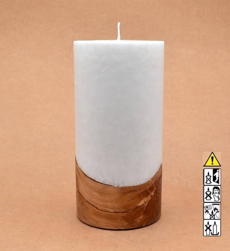 Hochzeitskerze, Kerze mit Holzeinsatz ohne Teelicht rund, Stearin, im Kerzen online Shop für Hochzeiten bestellen, günstig kaufen.