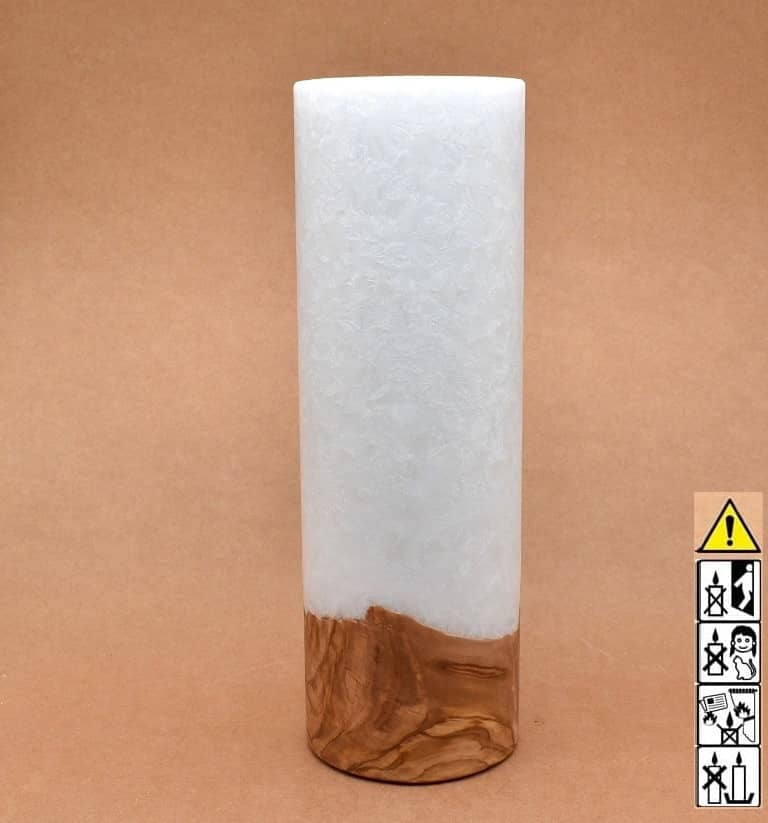 Kerze mit Holz Unikat Rund 100 x 300 mm mit Teelicht Nr.: 2