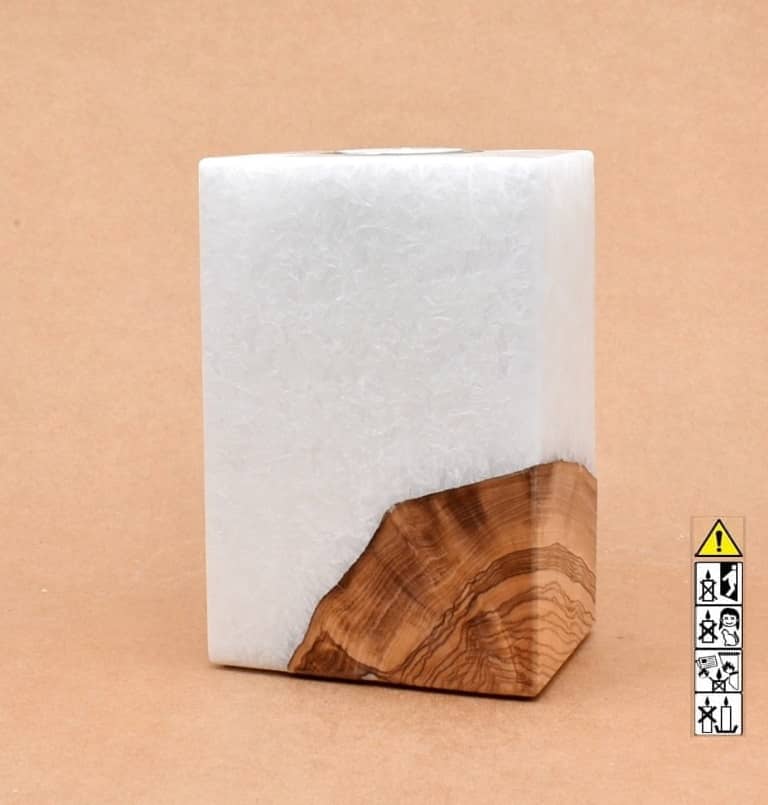 Kerze mit Holz Unikat Quader 70 x 100 x 150 mm mit 1 x Teelicht Nr: 5