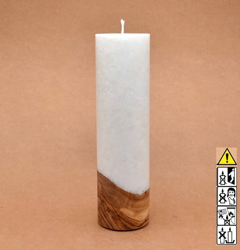 Kerze mit Holz Unikat Rund 70 x 250 mm mit Docht Nr.: 6 Kerze mit Holz Unikat Rund 70 x 250 mm mit Docht Nr.: 6