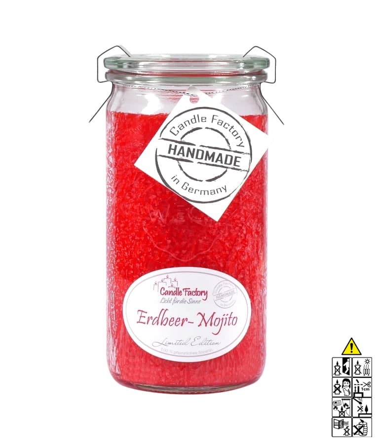 Erdbeer-Mojito Mini Jumbo hochwertige Duftkerze im Glas "Limited Edition"