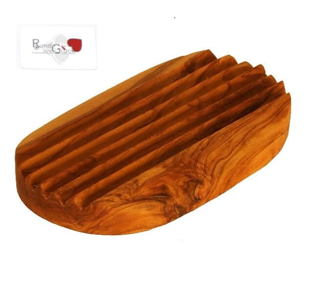 Olivenholz Seifenablage geriffelt 12x8cm Olivenholz Seifenablage geriffelt 12x8cm