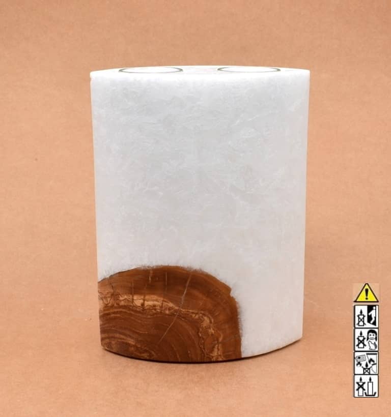 Kerze mit Holzelement, Individuelle, persönliche Hochzeitskerze  Holzkerze, Rund Stearinoptik, Hochzeitskerze mit Teelicht im Kerzen online Shop für Hochzeiten bestellen, günstig kaufen.