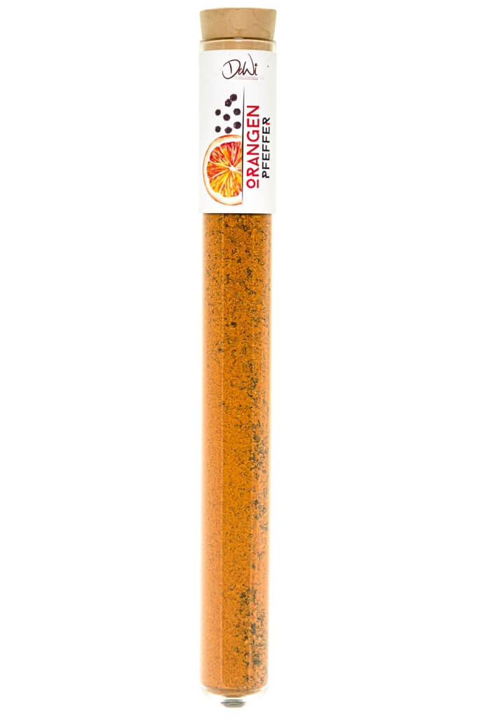 Orangenpfeffer in Spice Tube aus Glas ? 22mm Orangenpfeffer. Nachhaltig im Reagenzglas ? 22mm verpackt. Hochwertige kulinarische Produkte im Onlineshop kaufen.
