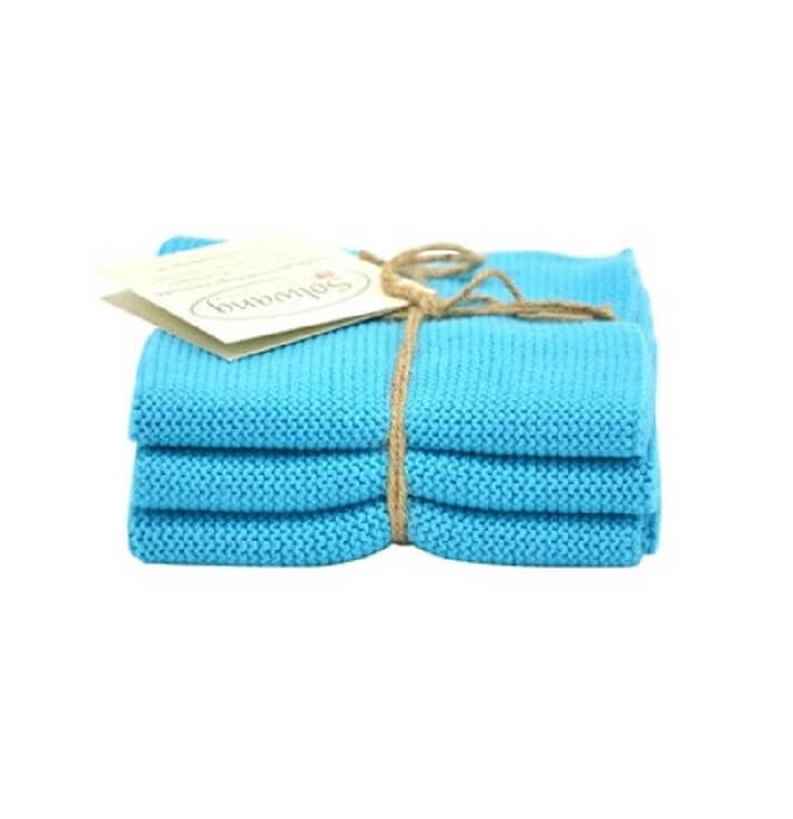 Solwang Wischtuch ?ko-Tex Baumwolle T?rkis Wischtuch 3er Set von Solwang online kaufen aus 25 x 25 cm Baumwolle gestrickt 3 x T?rkis