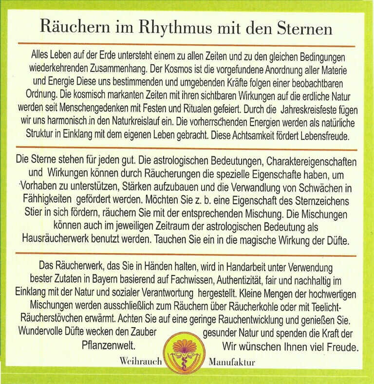 Räucherkasten Räuchern mit dem Mond 12 Sorten mit Beschreibung