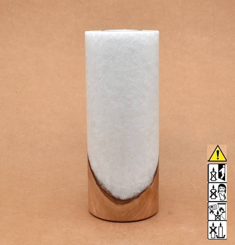 Kerze mit Holz Unikat Rund 80 x 200 mm mit Teelicht Nr.: 25