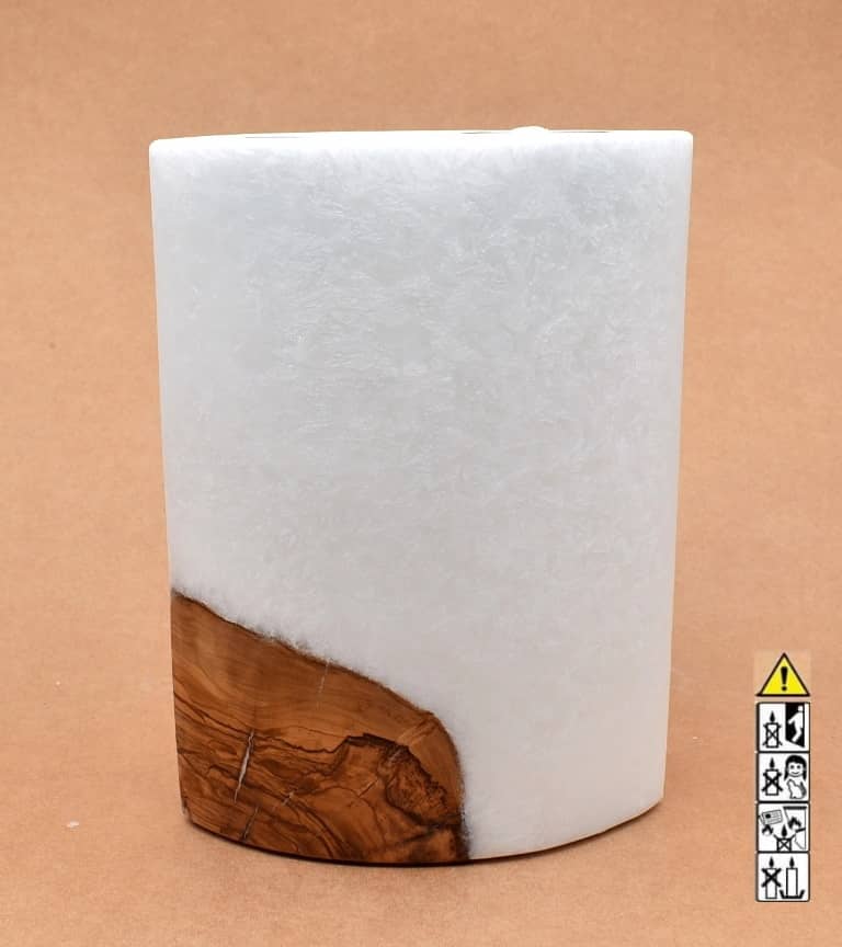 Kerze mit Holzelement, Individuelle, persönliche Hochzeitskerze  Holzkerze, Rund Stearinoptik, Hochzeitskerze mit Teelicht im Kerzen online Shop für Hochzeiten bestellen, günstig kaufen.
