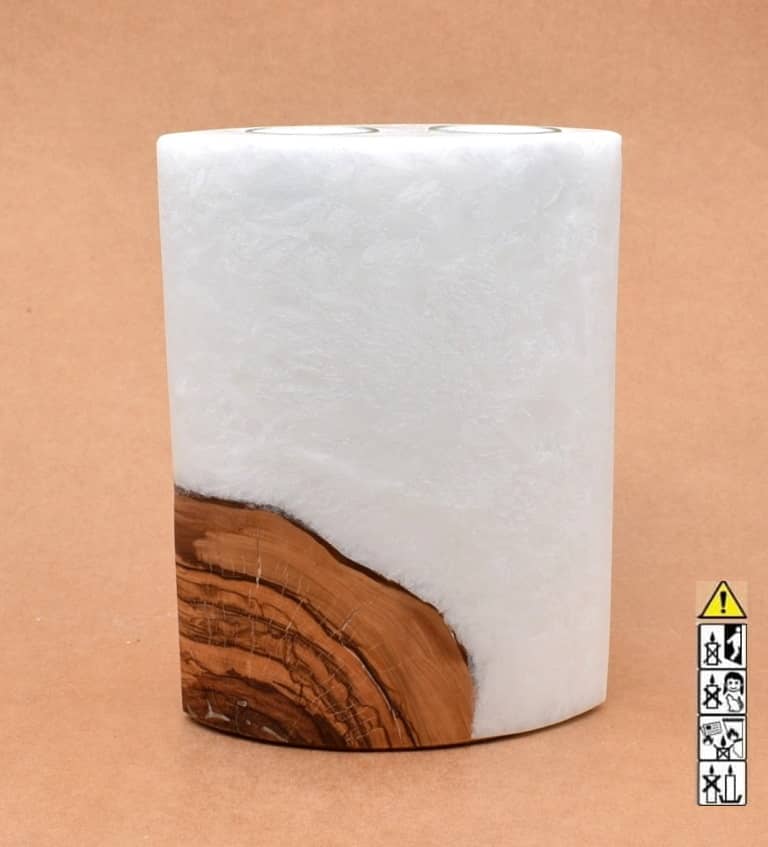 Kerze mit Holzelement, Individuelle, persönliche Hochzeitskerze  Holzkerze, Rund Stearinoptik, Hochzeitskerze mit Teelicht im Kerzen online Shop für Hochzeiten bestellen, günstig kaufen.