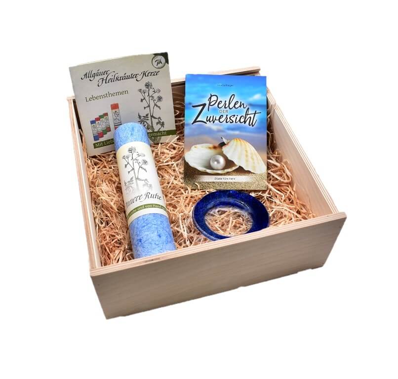 Innere Ruhe Geschenkbox mit Allgäuer Heilkräuterkerze Lebensthemen
